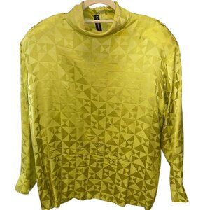 Louis Feraud IT COLOR season Neon Green  100% Silk Vintage 90s blouse top 14